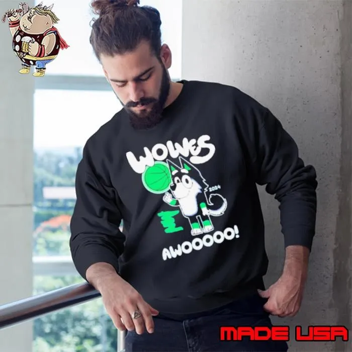 Minnesota Timberwolves Bluey Wolves Awooooo 2024 Sweatshirt