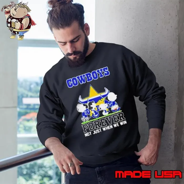 Peanuts Characters Walking North Queensland Cowboys Forever Not Just When We Win Sweatshirt