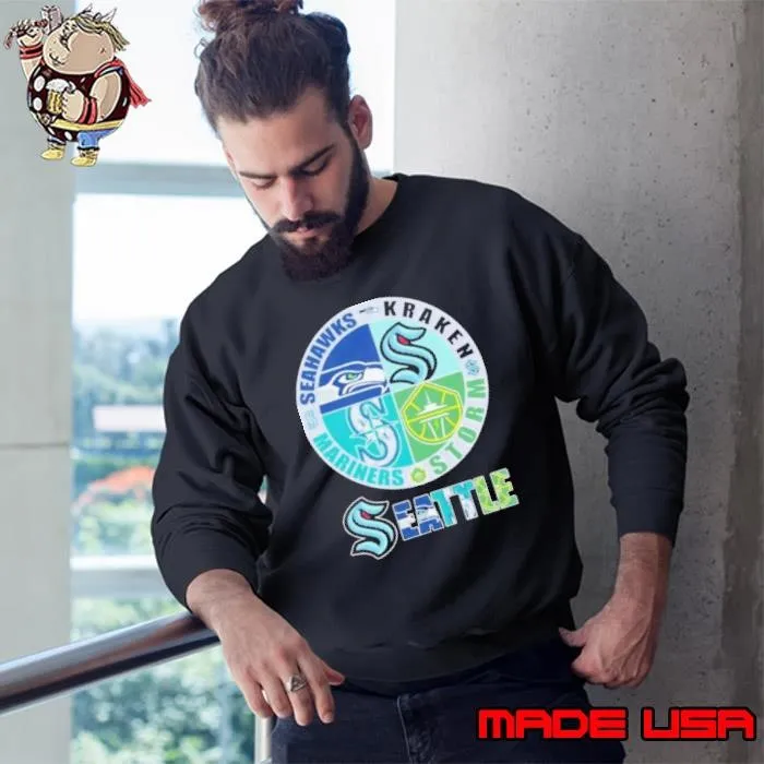 Seattle Sports Teams Logo 2024 Seahawks, Kraken, Mariners And Storm Sweatshirt