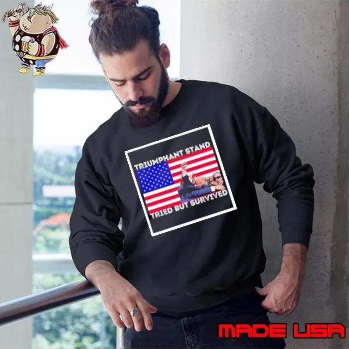 Trump Assassination Attempt Tried But Survived American Flag Sweatshirt