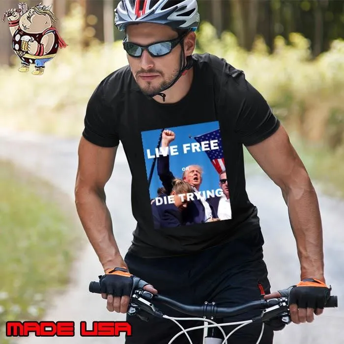 Trump Live Free Or Die Trying American flag election 2024 T-Shirt