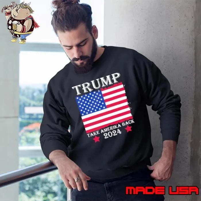 Trump take america back 2024 red stars american flag T-Shirt