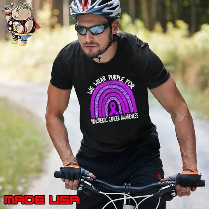 We Wear Purple For Pancreatic Cancer Awareness Rainbow T-Shirt