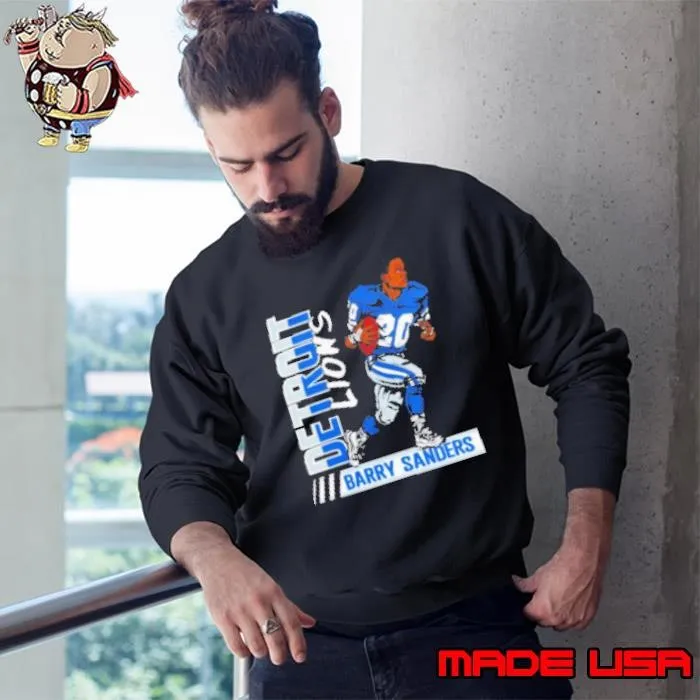 Barry Sanders Detroit Lions Caricature Retired Player Sweatshirt