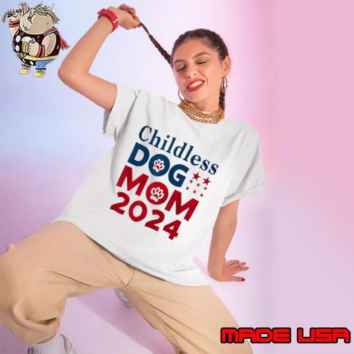 Childless Dog Mom Dog Lady Voting Patriotic Dog Paw Stars Election 2024 T-Shirt