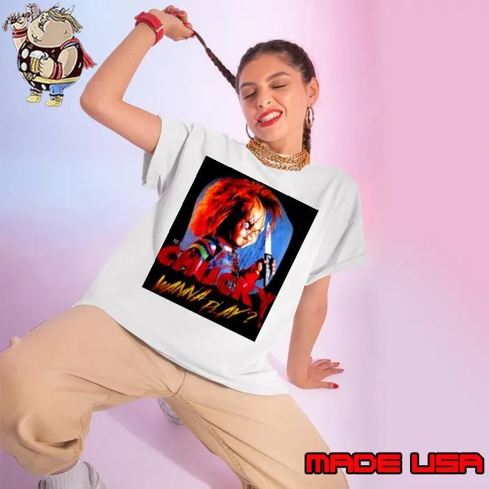 Creepy Portrait Child’s Play Chucky Wanna Play Ladies tee