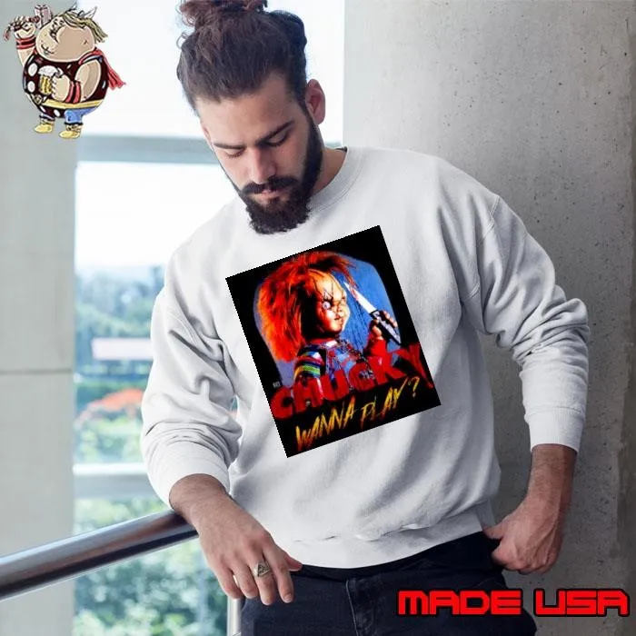 Creepy Portrait Child’s Play Chucky Wanna Play Sweatshirt