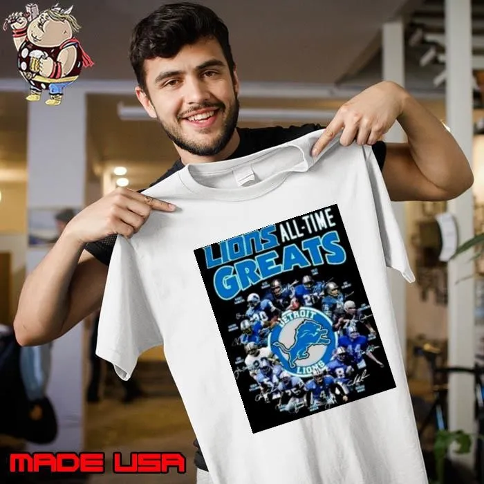 Detroit Lions all time greats signatures shirt