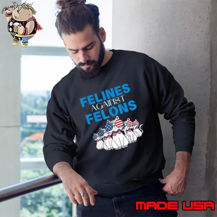 Felines Against Felons Donald Trump 2024 Cat Sunglasses Usa Flag Sweatshirt