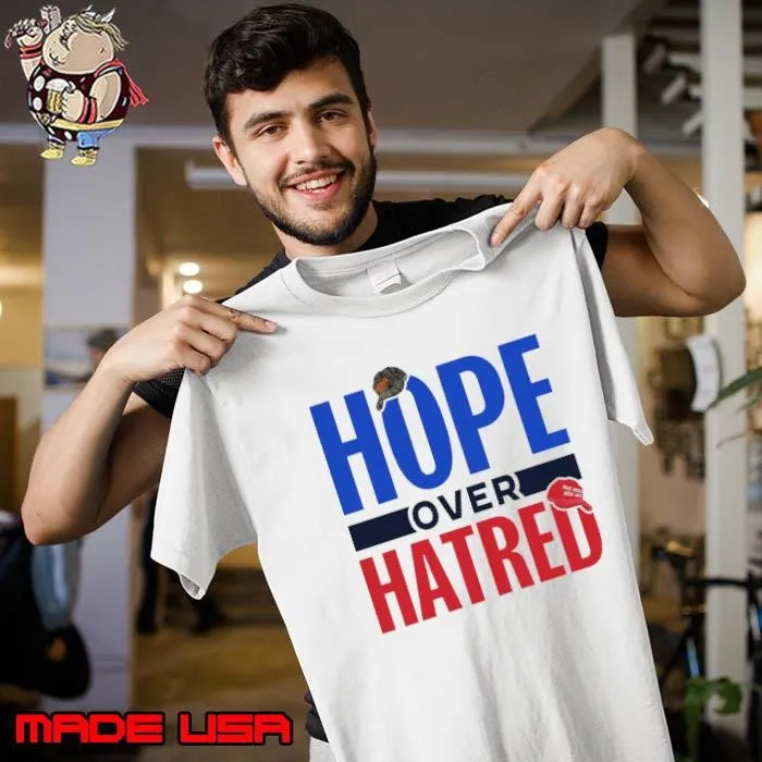 Hope over hatred camo orange hat Kamala Harris Tim Walz 2024 T-Shirt