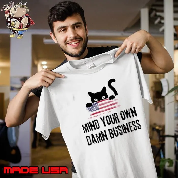 Retro Cats Mind Your Own Damn Business Harris Walz 2024 USa Flag Unisex