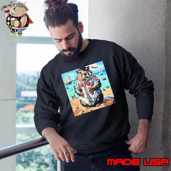 Watercolor Groundhog Fisherman Sweatshirt
