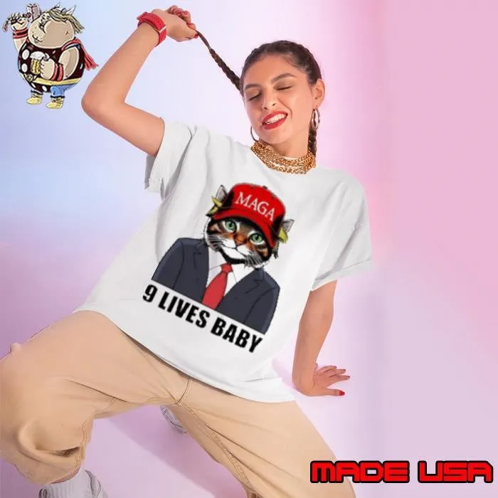 9 Lives Baby Trump 2024 You Missed Again Cat MAGA Ladies tee