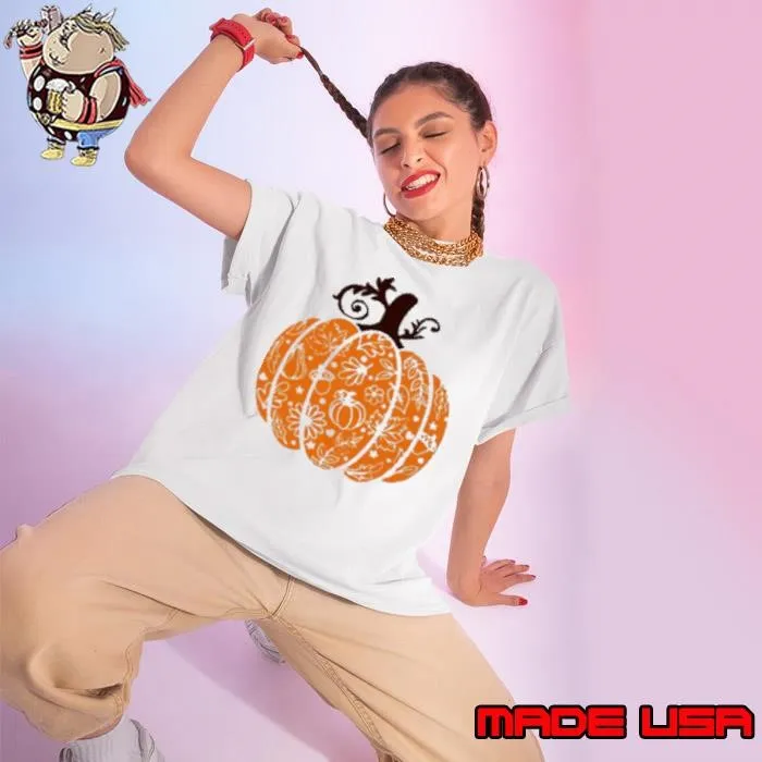 Autumn Element Pattern Pumpkin Teacher Ladies tee