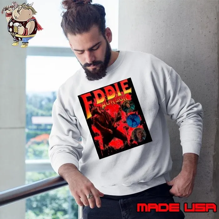 Joseph Quinn Eddie Munson Playing Guitar Red Sweatshirt