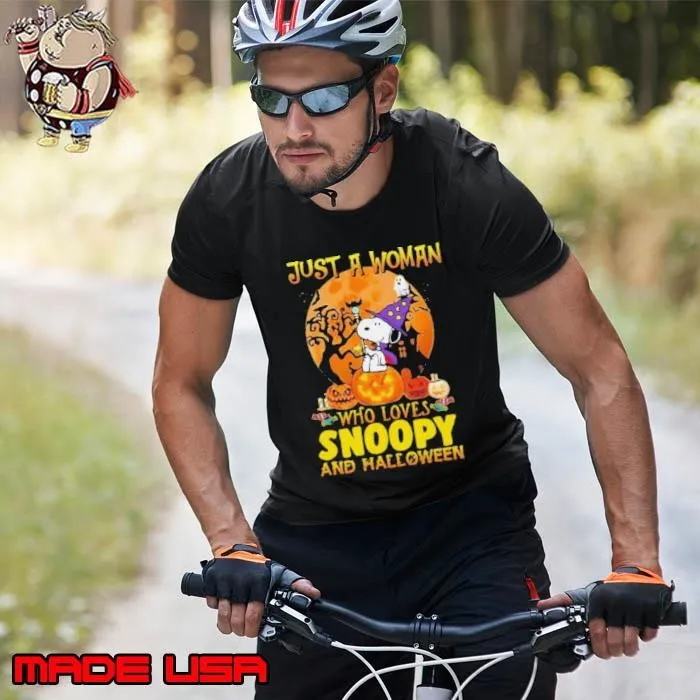 Just A Woman Who Loves Snoopy And Halloween shirt