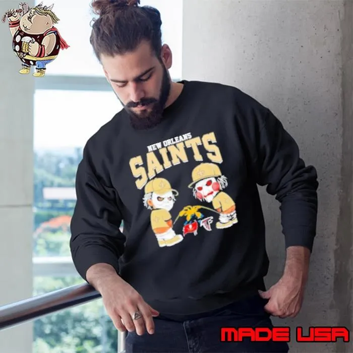 Michael Myers And Billy He Puppet X New Orleans Saints Pee On NFL Eams Halloween Shirt