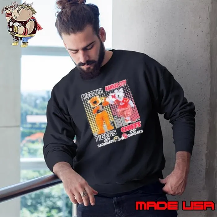 Missouri Tigers On Saturdays and Kansas City Chiefs On Sundays Mascots Sweatshirt