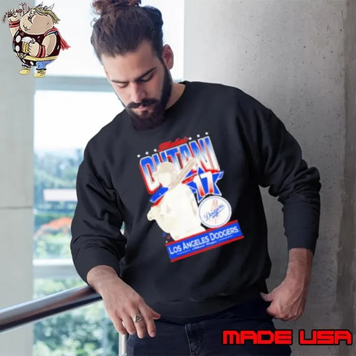 Shohei Ohtani #17 Distressed Los Angeles Dodgers National League Sweatshirt