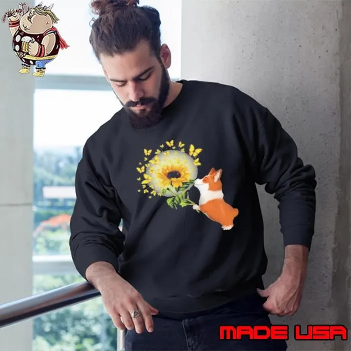Corgi Butterfly Sunflower Sweatshirt