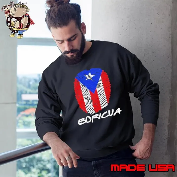 Fingerprint flag american boricua Sweatshirt