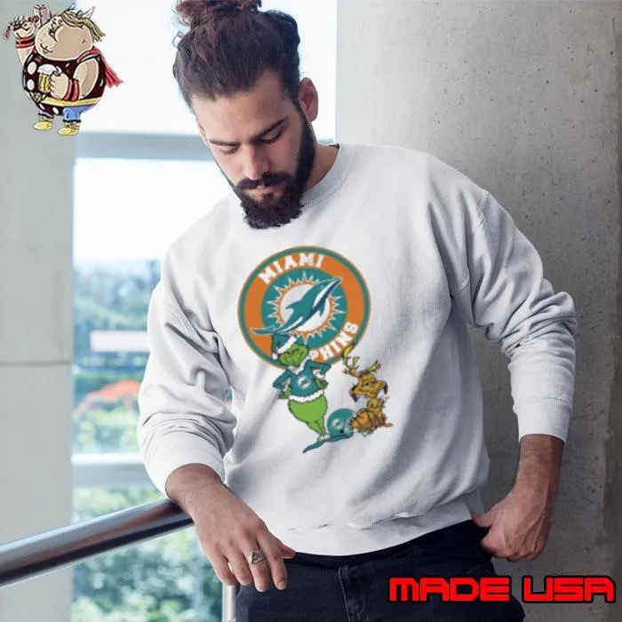 Grinch And Max Miami Dolphins Merry Christmas 2024 Sweatshirt