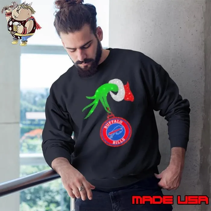 Grinch Hand Holding Buffalo Bills Christmas Sweatshirt