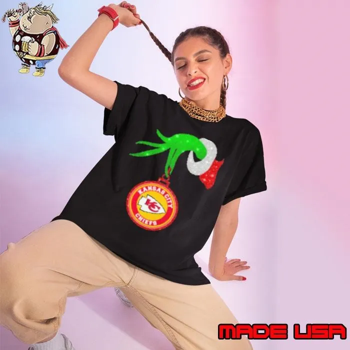 Grinch Hand Holding Kansas City Chiefs Christmas Shirt