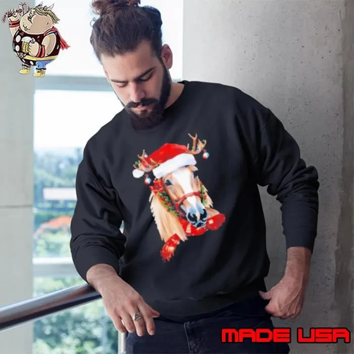 Horse With Reindeer Horn Scarf Noel Christmas Horse Shirt