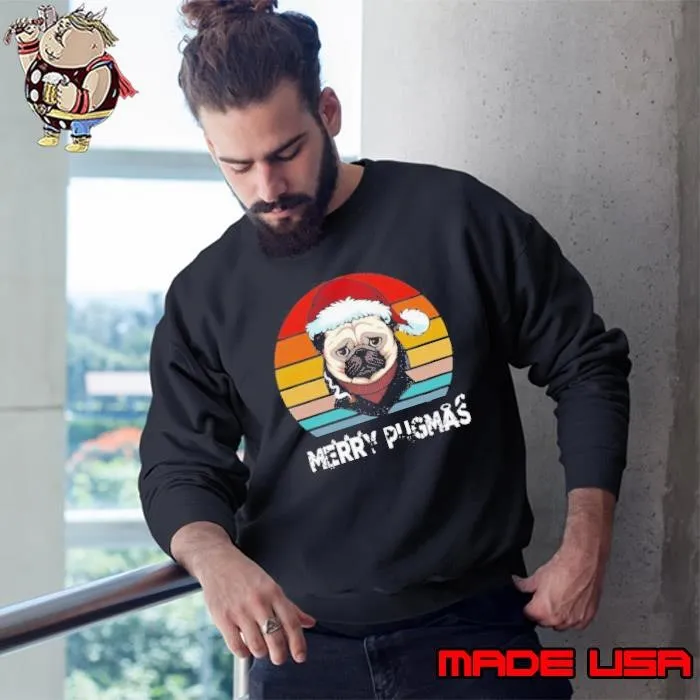 Merry Pugmas Funny Pug Christmas Style Vintage Sweatshirt