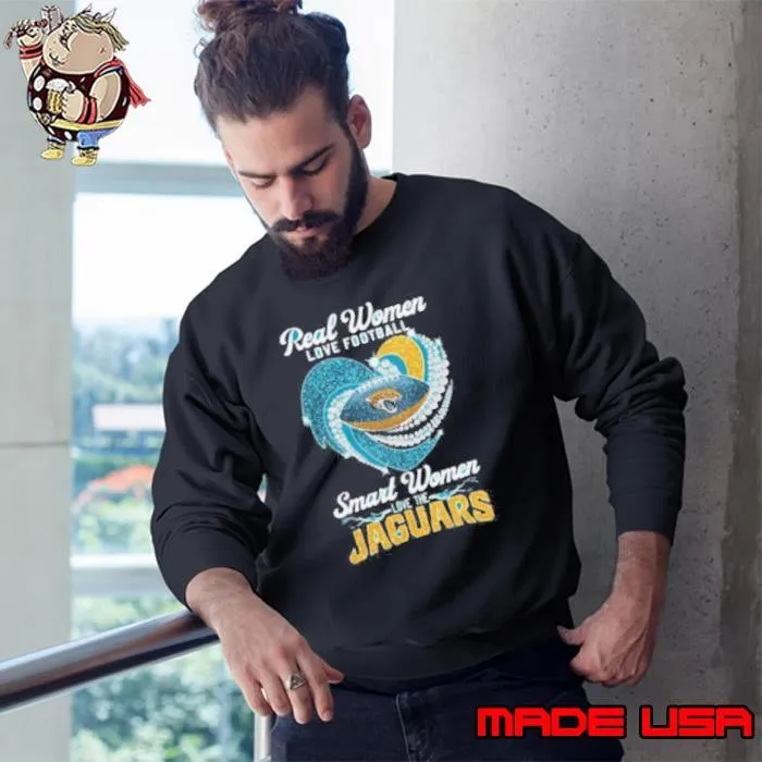 Real Women Love Football Smart Women Love The Jacksonville Jaguars Heart Diamond 2024 Sweatshirt