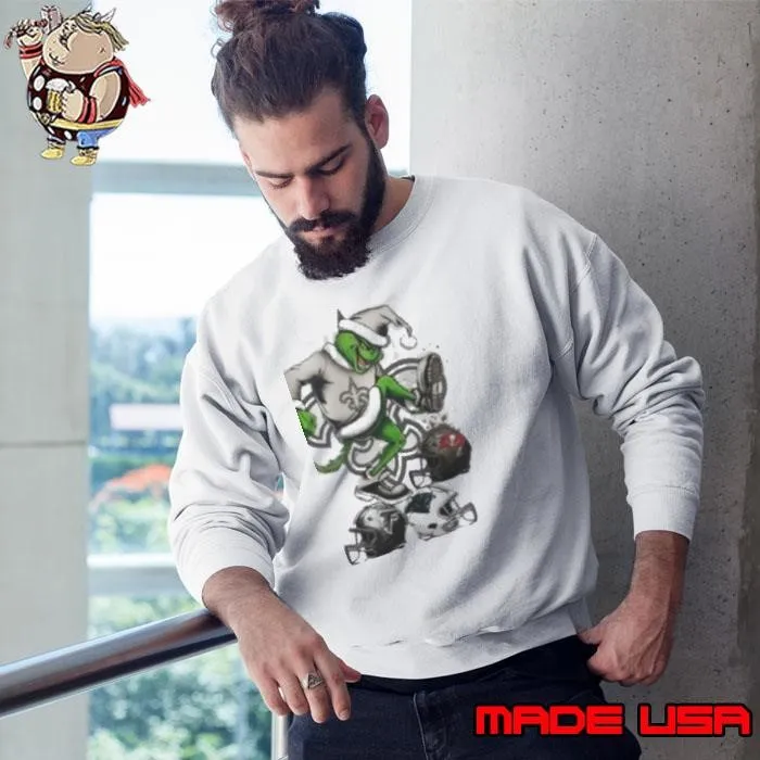 Santa Grinch New Orleans Saints Stomp On NFL Teams Christmas 2024 Sweatshirt
