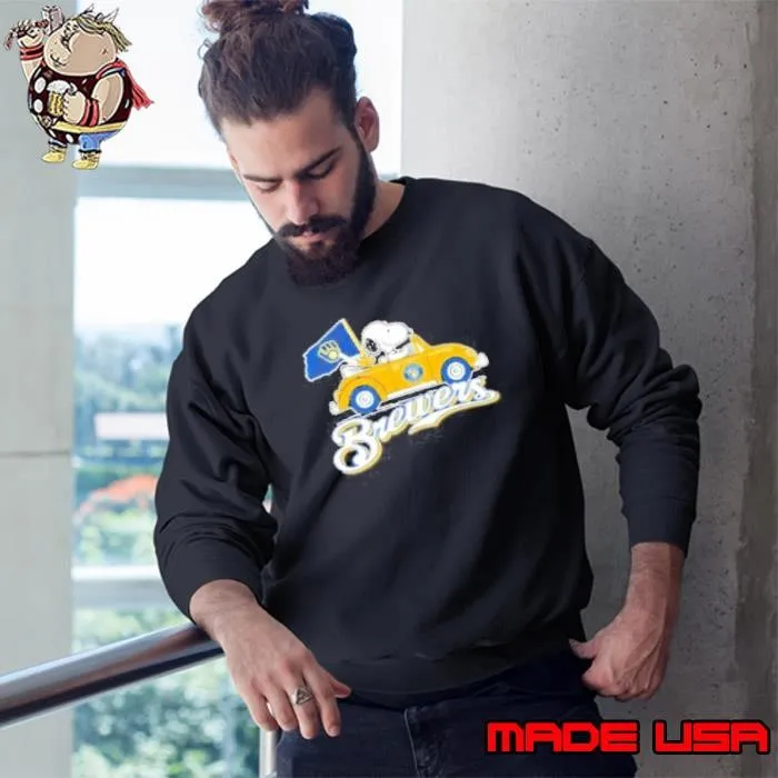 Snoopy And Woodstock X Milwaukee Brewers October Driving Car 2024 Shirt