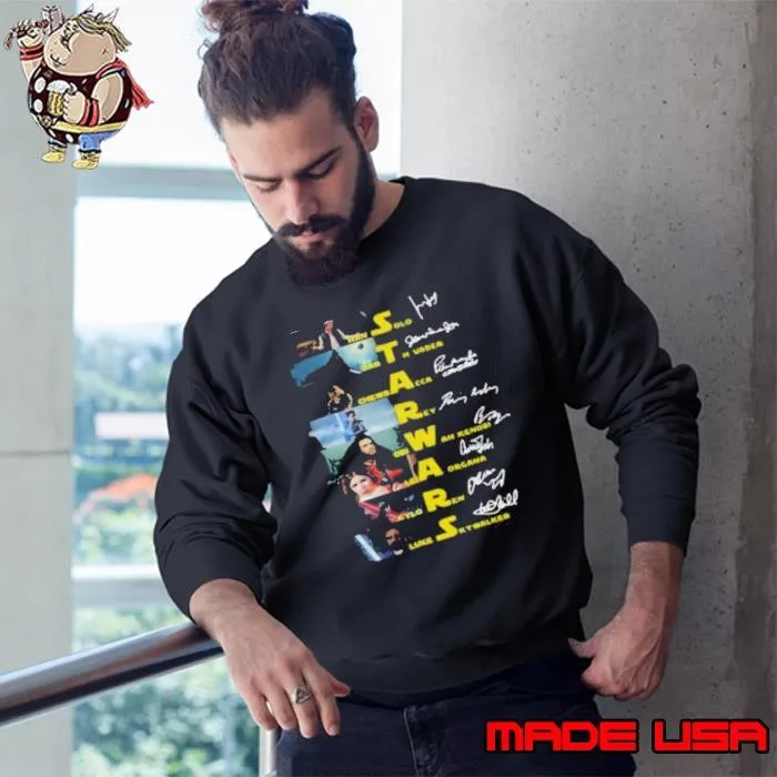 Star Wars Movie Han Solo Darth Vader Chewbacca Rey Obi Wan Kenobi Leia Organa Kylo Ren Luke Skywalker Signature Sweatshirt