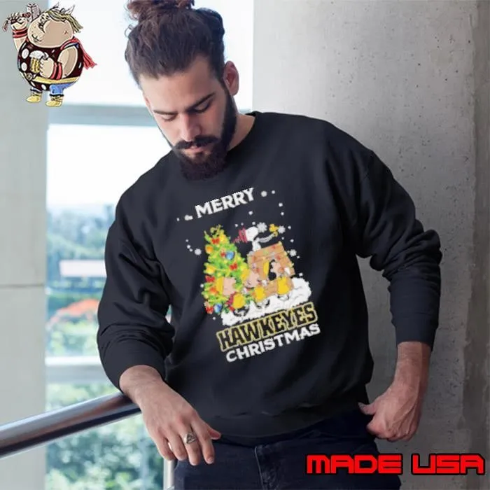 2024 Iowa Hawkeyes Snoopy And Friends Merry Christmas Sweatshirt
