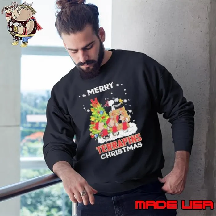 2024 Maryland Terrapins Snoopy And Friends Merry Christmas Sweatshirt