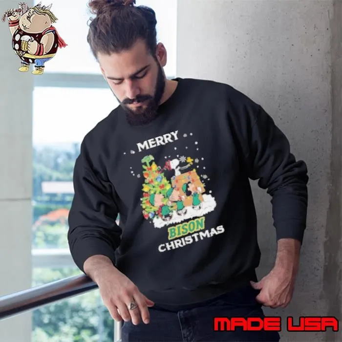 2024 North Dakota State Bison Snoopy And Friends Merry Christmas Sweatshirt