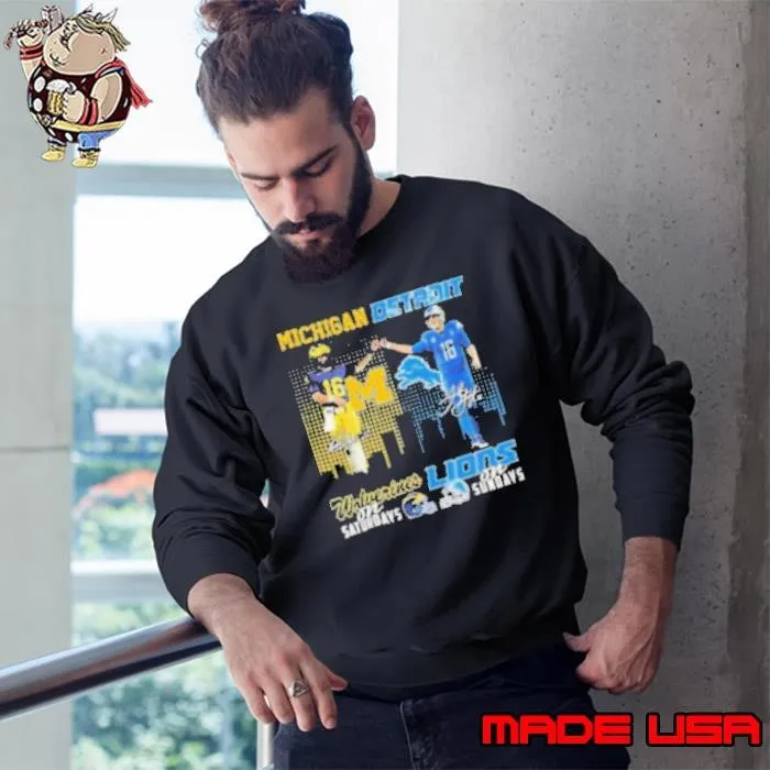 Davis Warren Michigan Wolverines On Saturdays x Jared Goff’s Detroit Lions On Sundays Signatures 2024 Sweatshirt