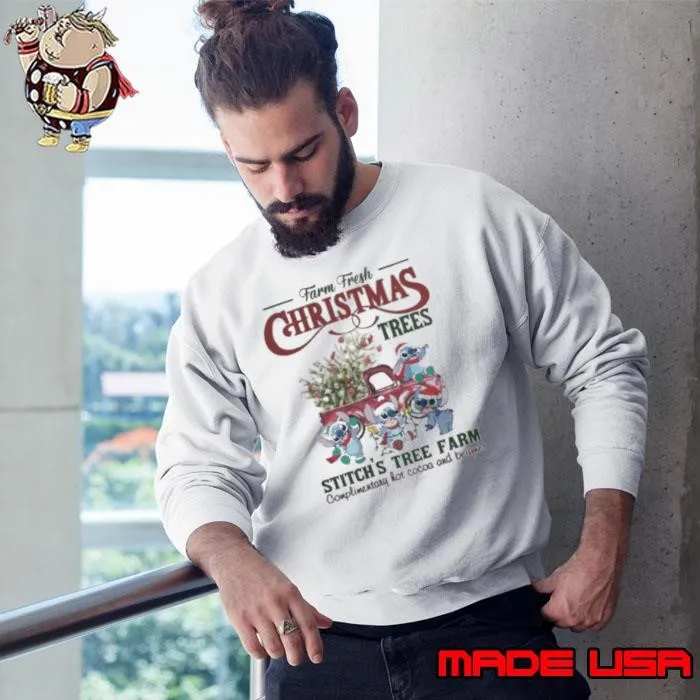 Farm fresh christmas trees stitch tree farm Sweatshirt