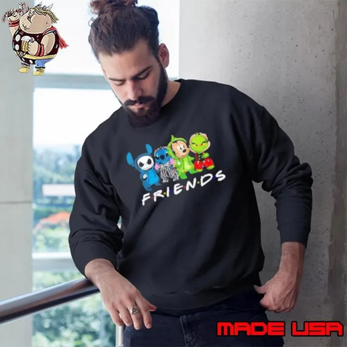 Friends Jack Skellington, Stitch, Mickey Sweatshirt