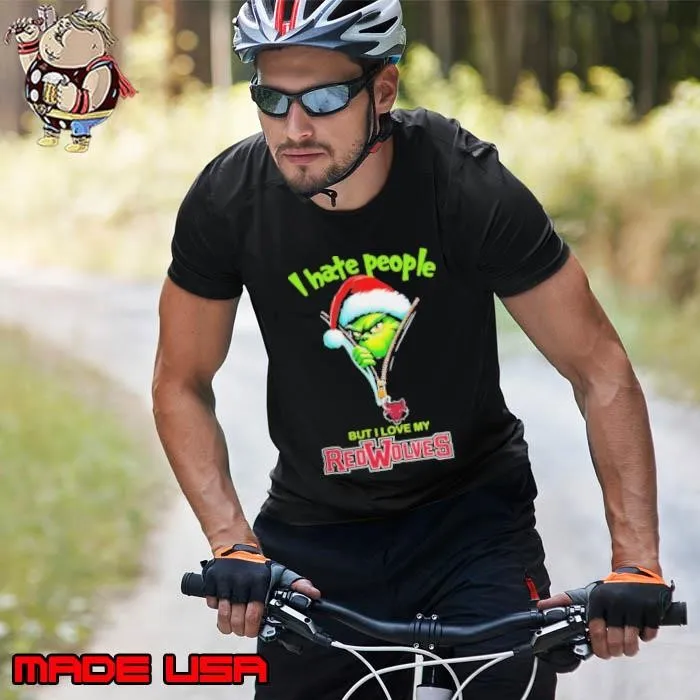 Grinch Santa Hat I Hate People But I Love My Arkansas State Red Wolves Christmas Logo Unisex