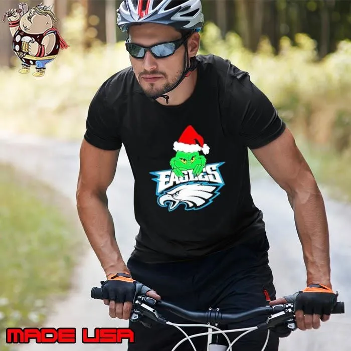 Grinch Santa Philadelphia Eagles Christmas love Eagles logo Unisex