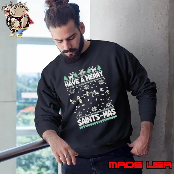 Have A Merry New Orleans Saints Mas Ugly Christmas 2024 Shirt