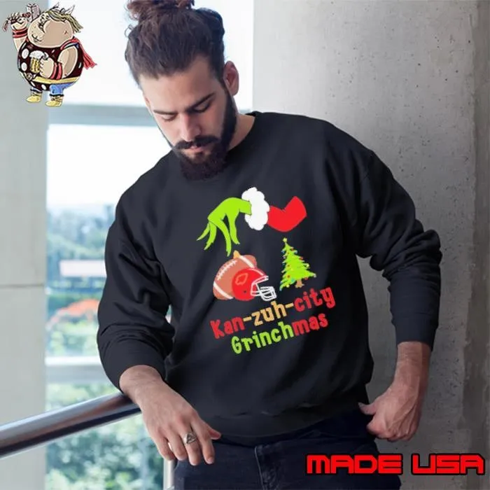 Kan Zuh City Football Grinchmas,Kansas City Football Grinchmas Grinch Sweatshirt