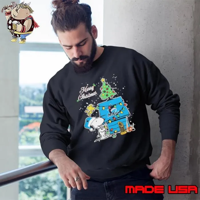 Merry Christmas With Snoopy Baby Miami Marlins Sweatshirt