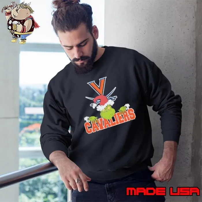 NCAA Virginia Cavaliers Logo Football Grinch Christmas Shirt