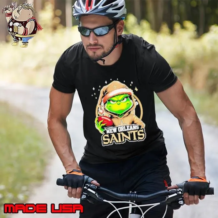 New Orleans Saints Grinch wearing Santa hat Christmas 2024 Unisex