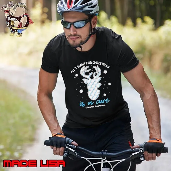 Reindeer All I Want For Christmas Is A Cure Diabetes Awareness Christmas shirt
