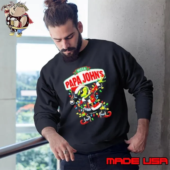 Santa Grinch Dadbing Papa John’s Pizza Christmas Sweatshirt