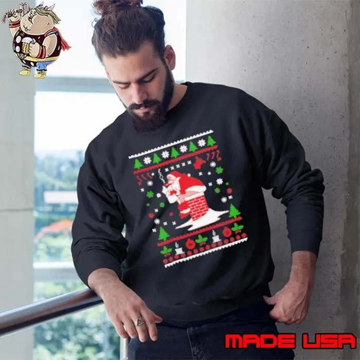 Santa Pooping Down The Chimney Ugly Christmas 2024 Sweatshirt